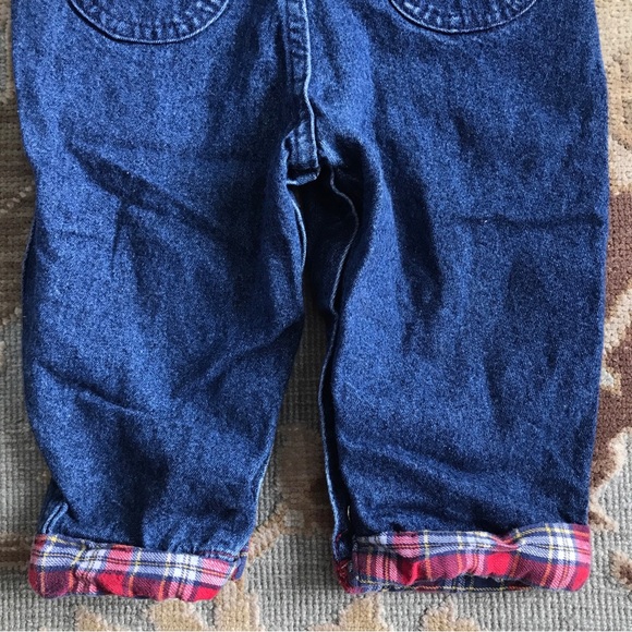 Vintage OshKosh B’gosh Sz 18 M Blue Denim Plaid Vestbak Overalls Made in USA - Picture 13 of 16